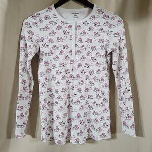 Roller Rabbit Gym Rat Mouse Print Long‎ Sleeve Shirt Womens XS 100% Pima Cotton